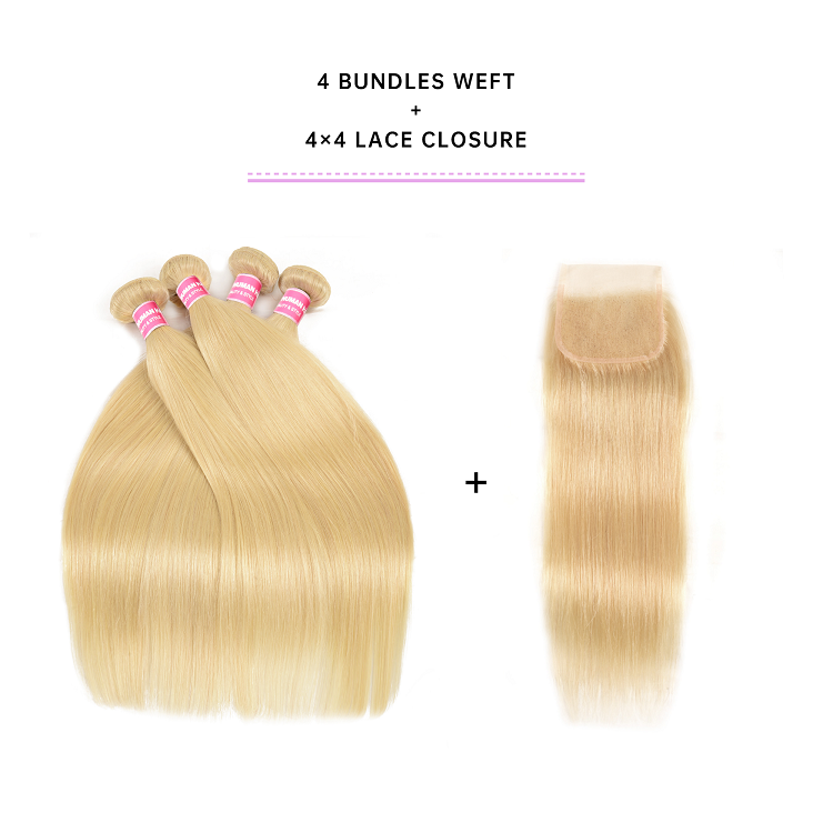straight bundles with 4*4 lace closure human hair weave with 4*4 lace closure