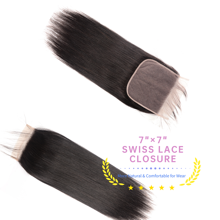 Virgin Hair Straight Bundles With 7x7 Lace Closure Straight Virgin Hair 4 Bundles With Closure