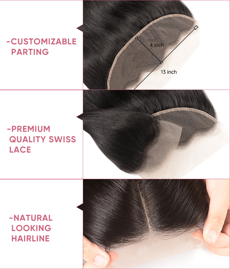 4 Bundles Straight Human Hair With Lace Frontal Straight Human Hair Bundles With Frontal