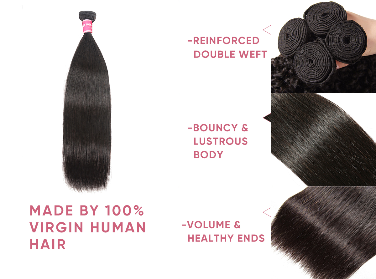 Straight 4pcs With Lace Closure Straight 4pcs With 6x6 Lace Closure