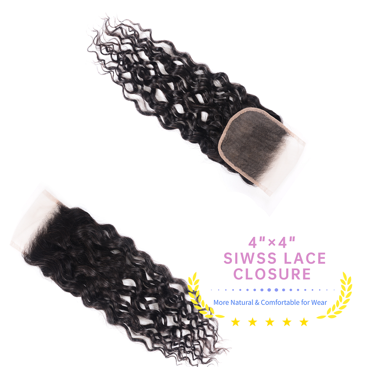 Water Wave Weave Hair With 4x4 Lace Closure Water Wave Human Hair Weave With 4x4 Lace Closure