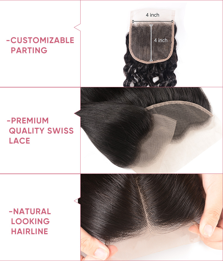 Water Wave With 4x4 Lace Closure 4 Bundles Water Wave Hair With 4x4 Lace Closure