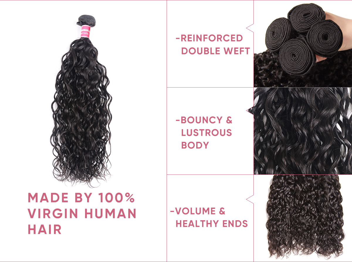 Water Wave Human Hair 3pcs With Lace Closure 3pcs Water Wave With 4x4 Lace Closure
