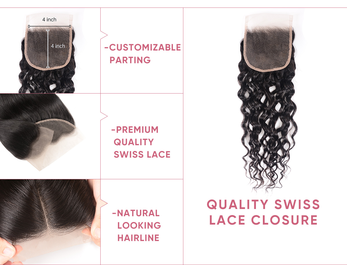 Brazilian Water Wave Bundles With Closure Brazilian Water Wave With 4x4 Lace Closure