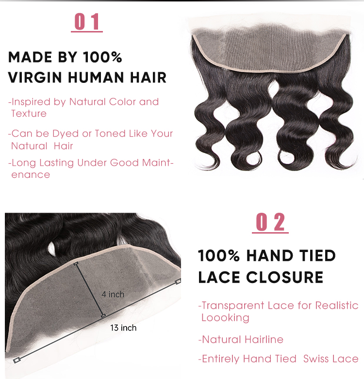 Body Wave Virgin Hair 13x4 Transparent Lace Frontal Body Wave Pre Plucked Transparent Lace Frontal