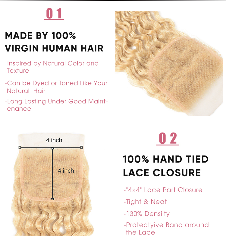 Human Hair Deep Wave 4x4 Lace Closure