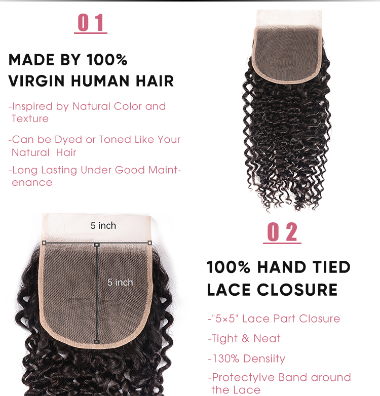 Remy Hair Jerry Curly 5x5 Lace Closure Jerry Curly Virgin Hair Lace Frontal Closure