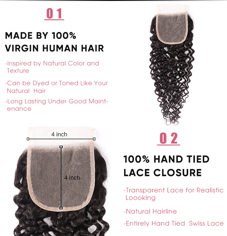 Jerry Curly Virgin Hair Lace Frontal Closure