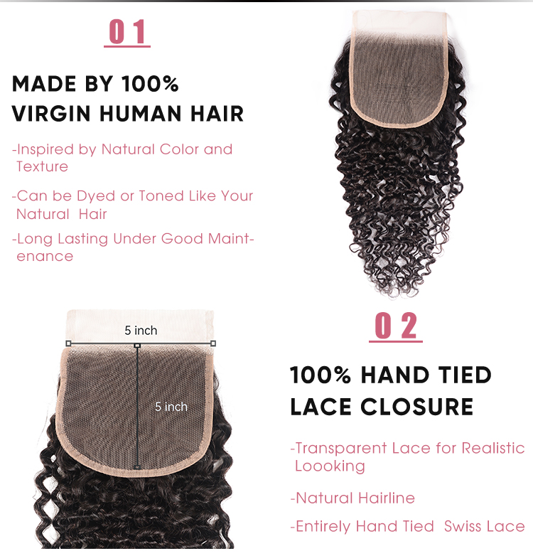 Brazilian 5x5 Transparent Lace Closure Virgin Hair