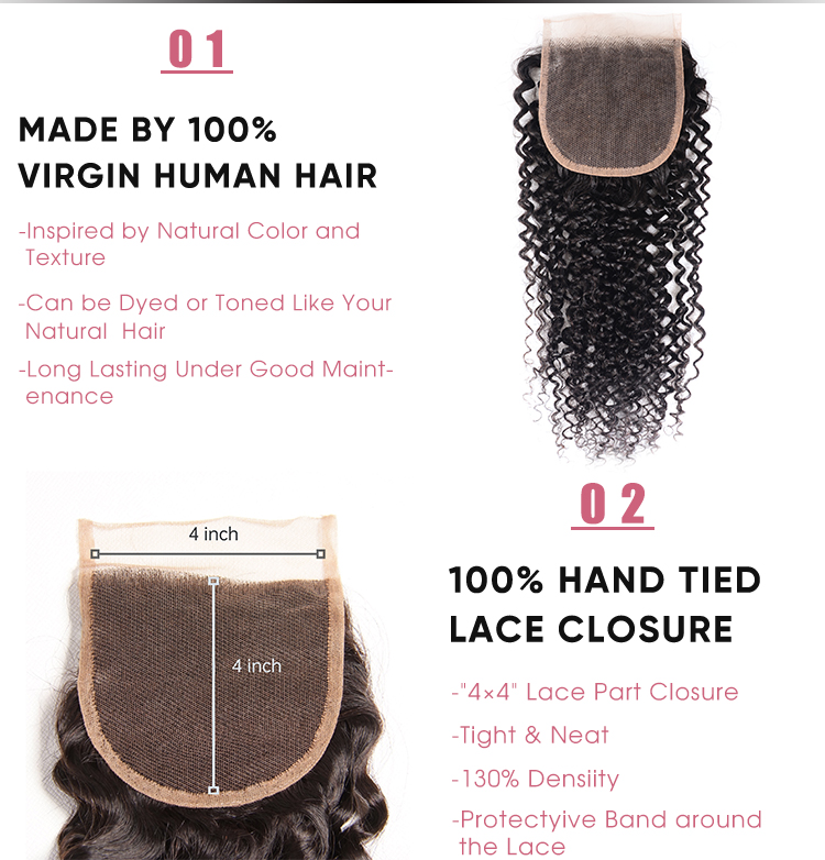 Brazilian Kinky Curly 4x4 Lace Closure Kinky Curly 4x4 Lace Closure Virgin Hair