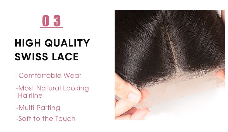 Brazilian  4x4 Lace Closure With Baby Hair Brazilian Human Hair Natural Wave 4x4 Lace Closure