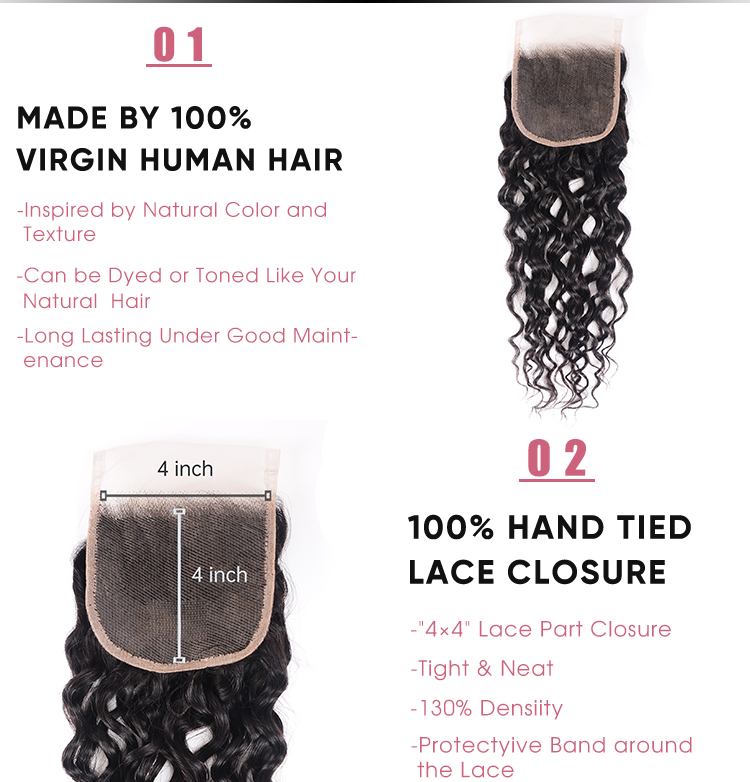 Water Wave 4x4 Lace Frontal Closure Water Wave 4x4 Lace Closure Virgin Hair