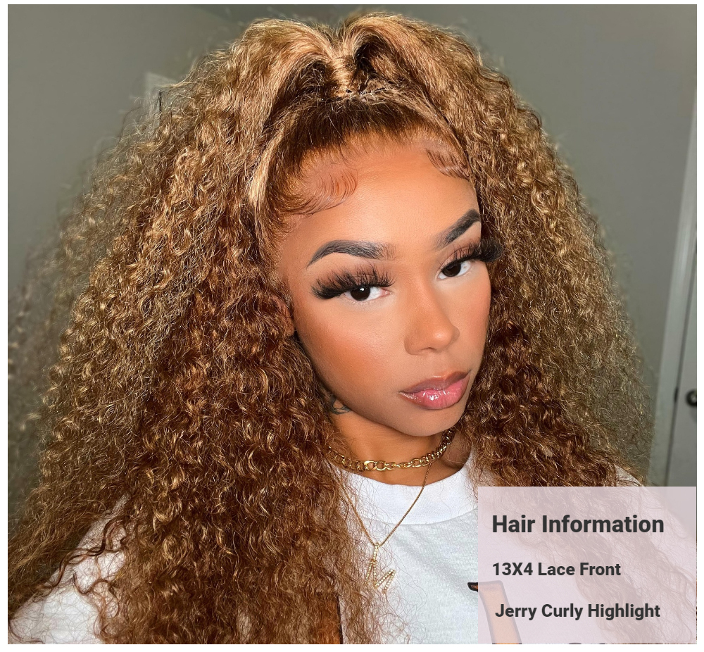 Kriyya Curly Hair Honey Blonde Ombre Highlight Wigs 13x4 Lace Front Human Hair  Wigs Pre Plucked 150% | kriyya.com